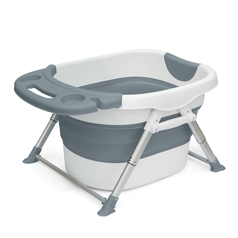 Aluminum Collapsible Baby Bathtub (For 0-6 Years) Plug with heat sensitive drain for extra safety, Material: PP + TPR